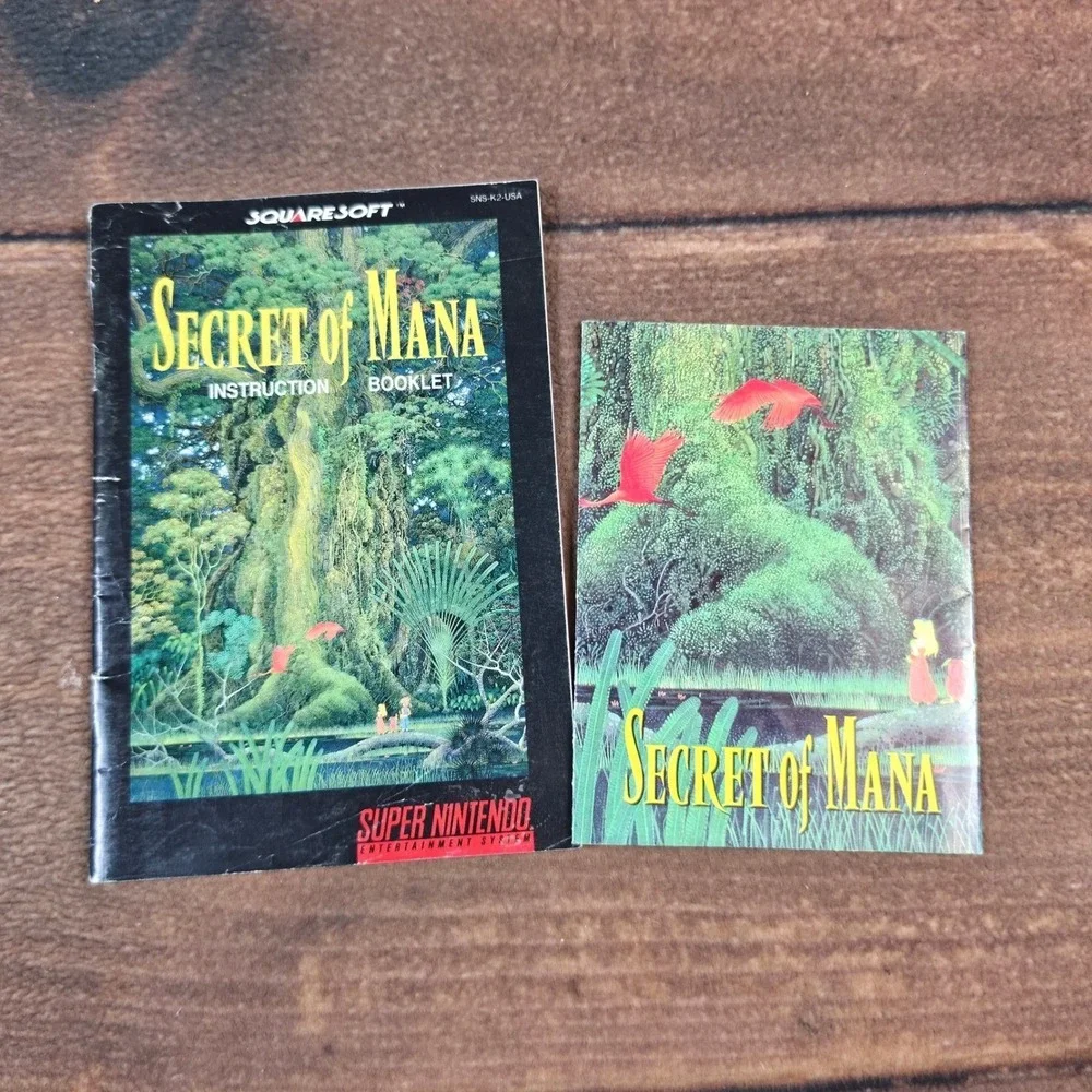 Squaresoft Secret of Mana SNES OS One Size Multi Good Manual and Map Poster